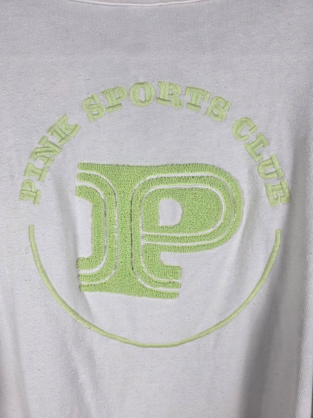 Victorias Secret Pink White Full Zip Neon Green Logo Sweater Jacket MEDIUM