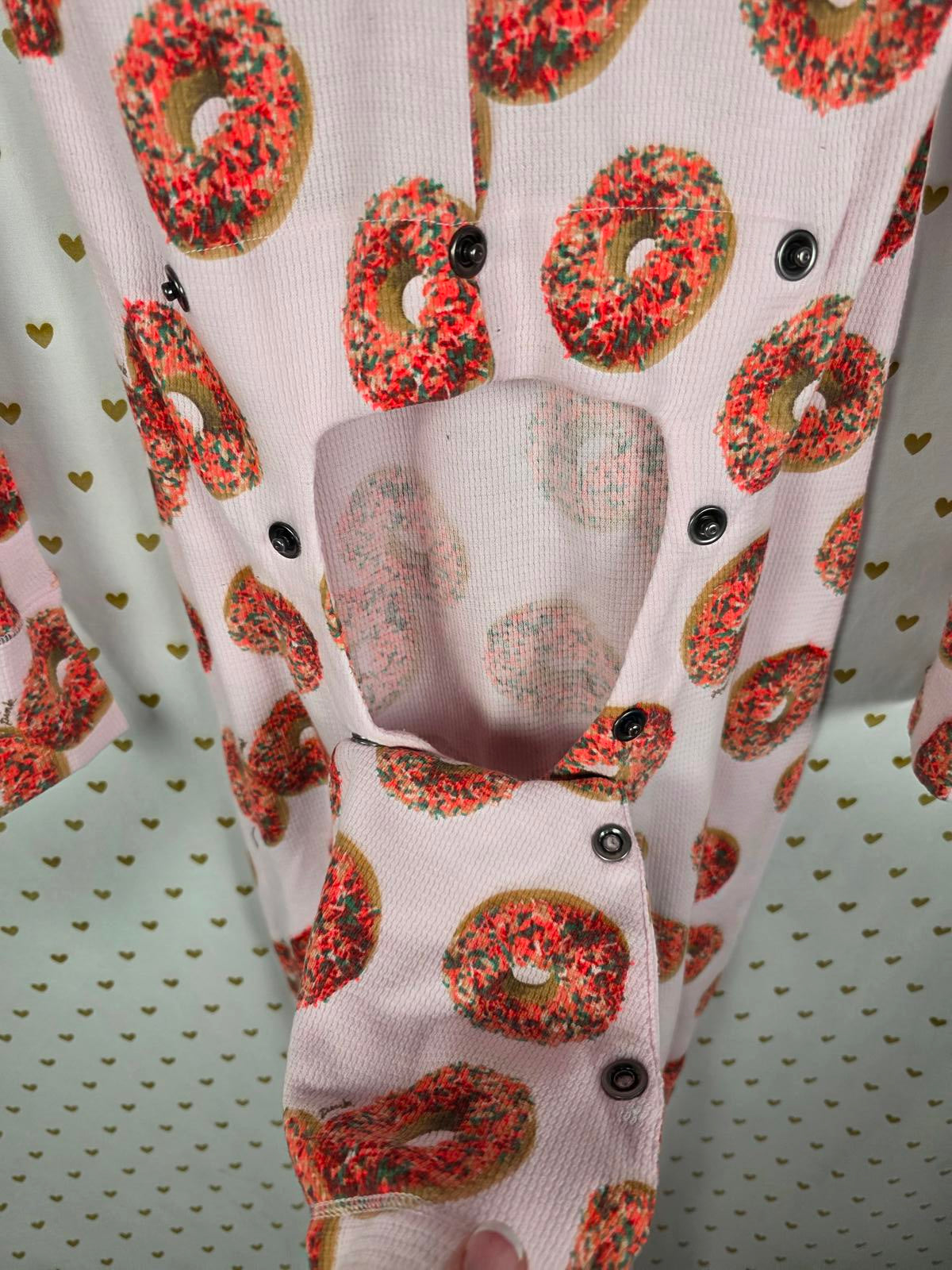Victorias Secret Pink Small Pajamas Long Jane Donut Wake Up for What Flap