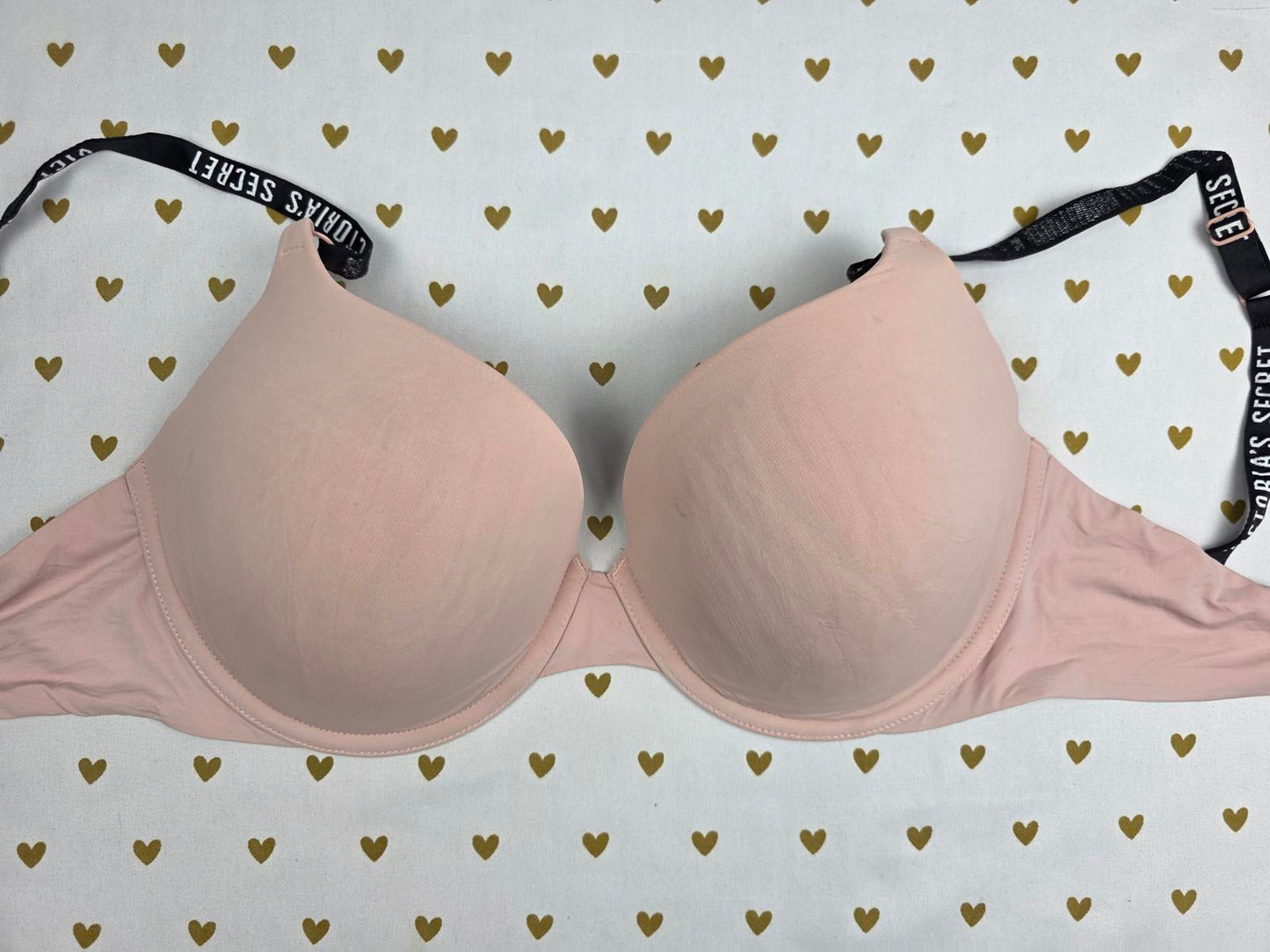 Victorias Secret Beige Logo Strap Perfect Shape Bra 32DDD