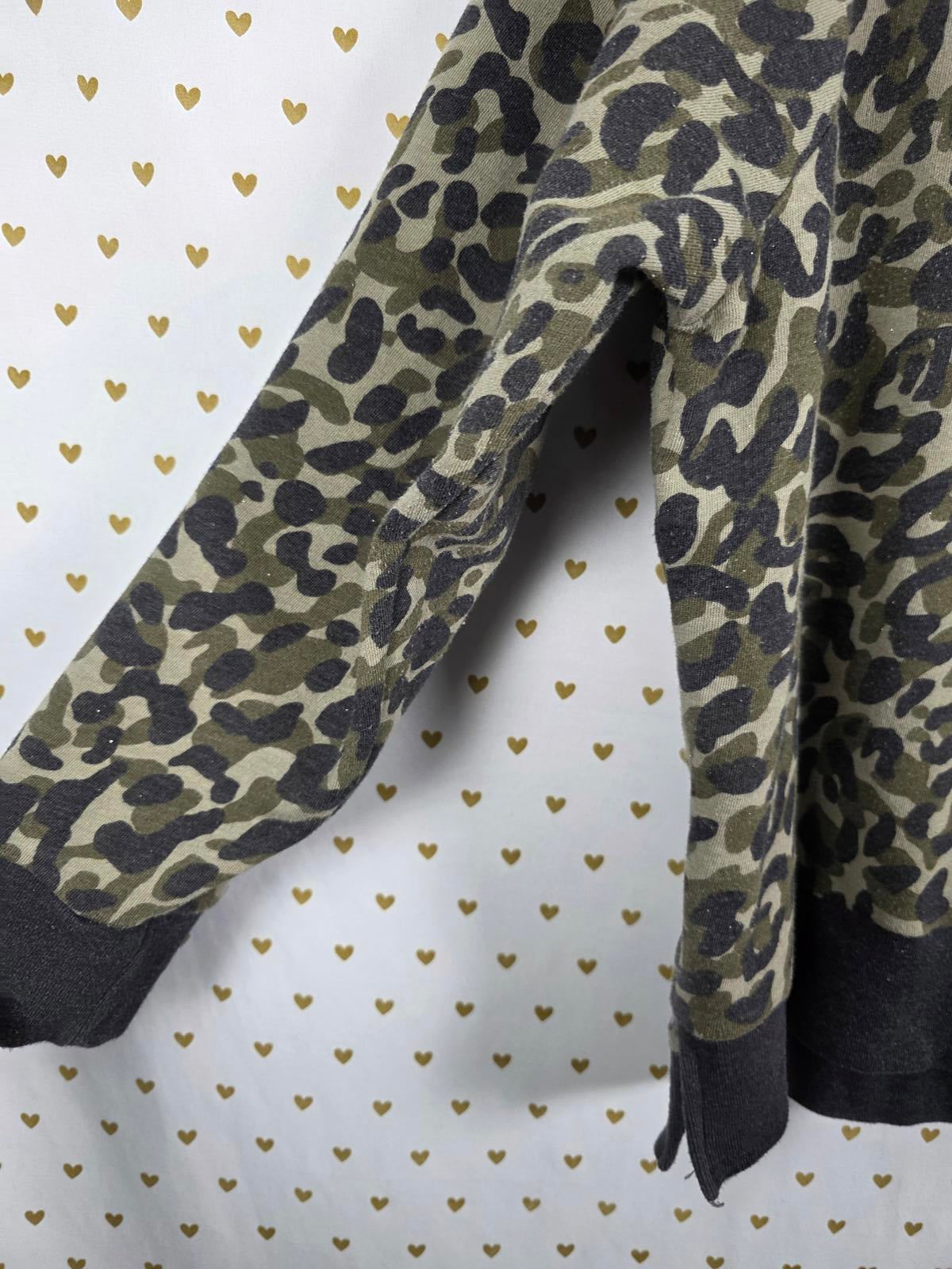 Victorias Secret Pink Camo CHeetah Leopard Slouchy Sweater Shirt LARGE