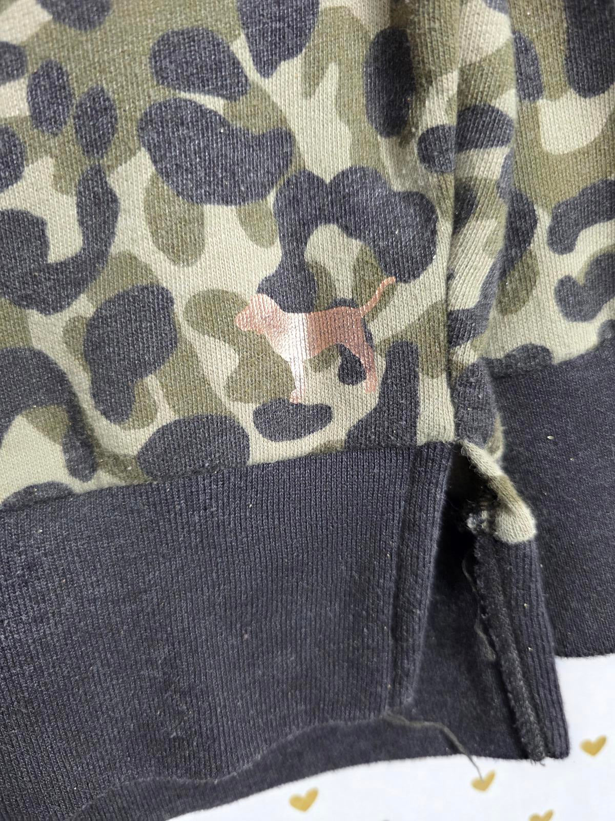 Victorias Secret Pink Camo CHeetah Leopard Slouchy Sweater Shirt LARGE