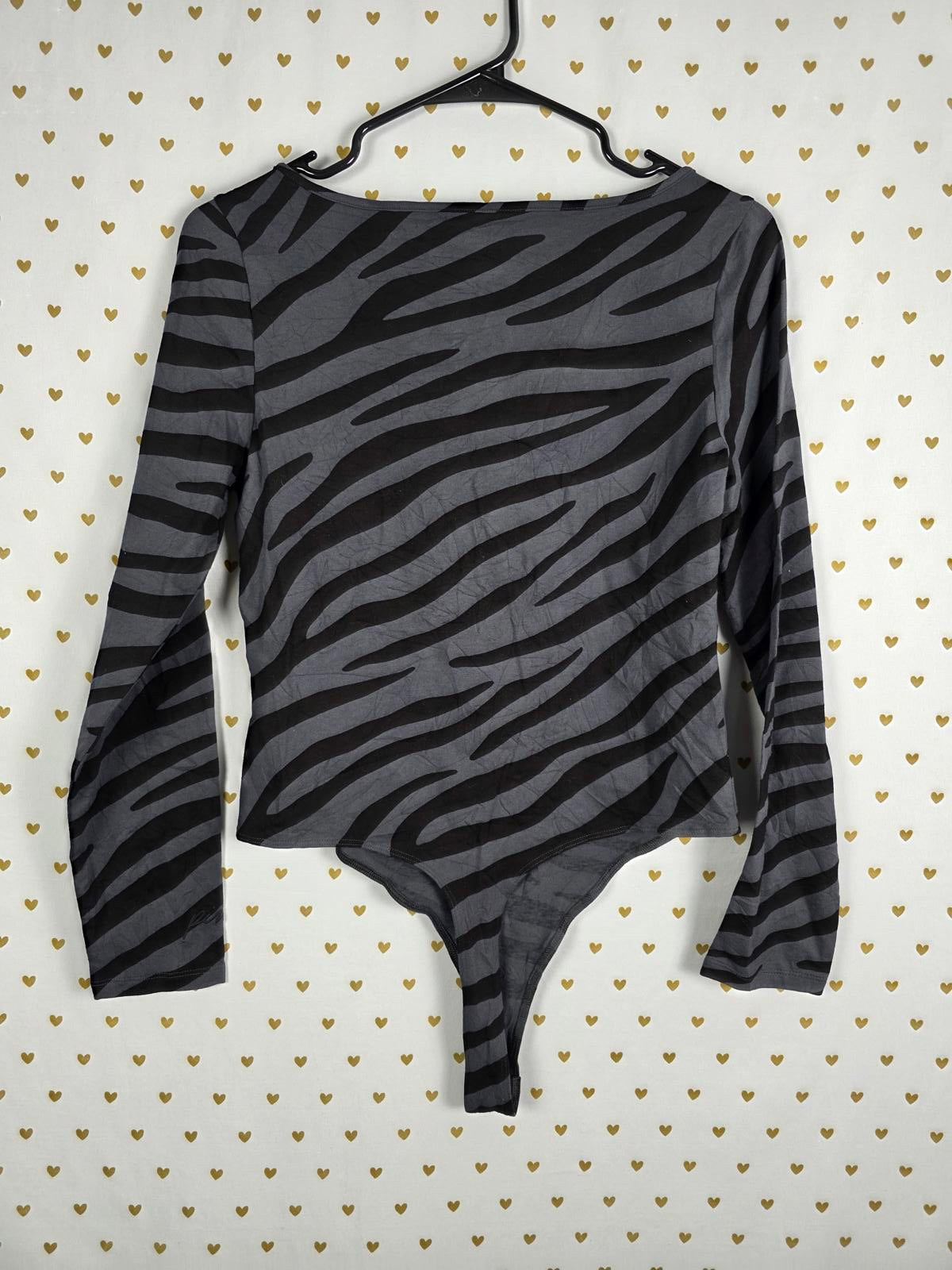 Victorias Secret PINK Zebra Thong Bodysuit Long Sleeve NEW Nwt MEDIUM