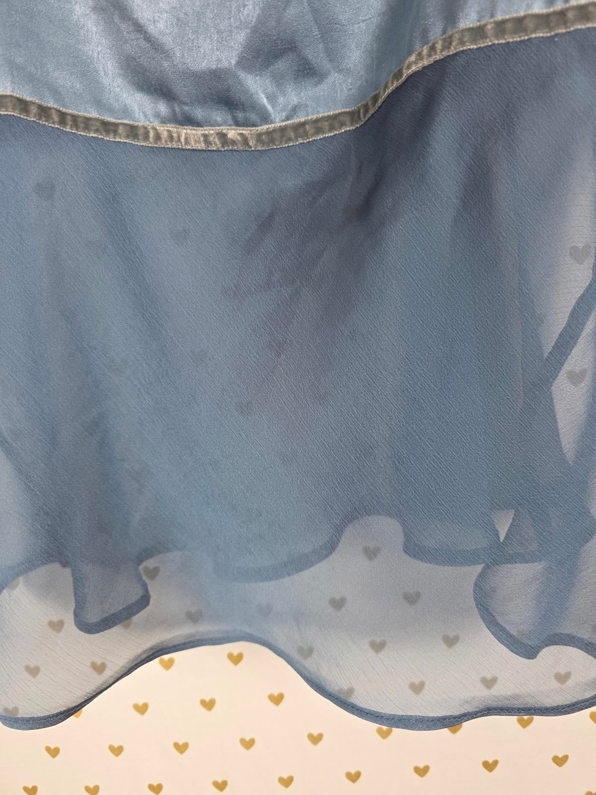 Victorias Secret Satin Heart Label VINTAGE Tank Chemise Silky Blue Medium