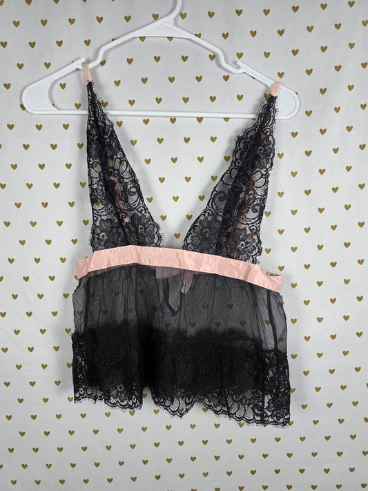 Victorias Secret Sher Babydoll Tank Lace Lingerie Top VINTAGE y2k MEDIUM