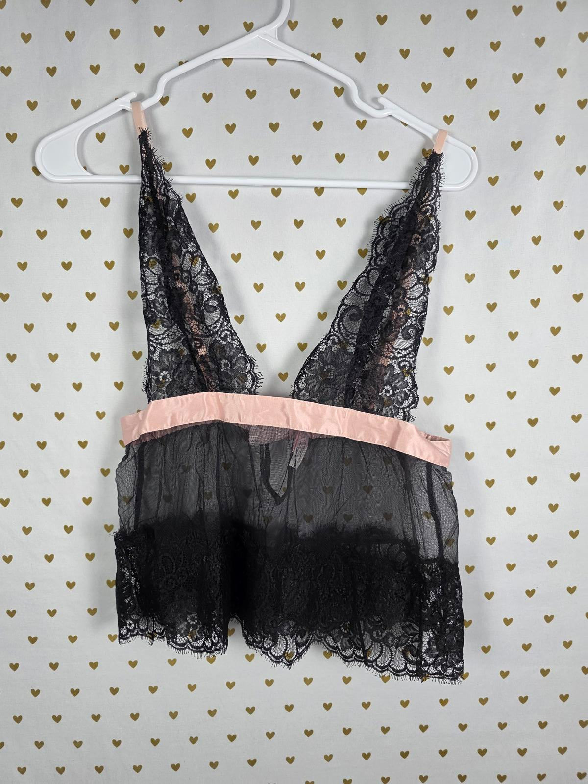 Victorias Secret Sher Babydoll Tank Lace Lingerie Top VINTAGE y2k MEDIUM