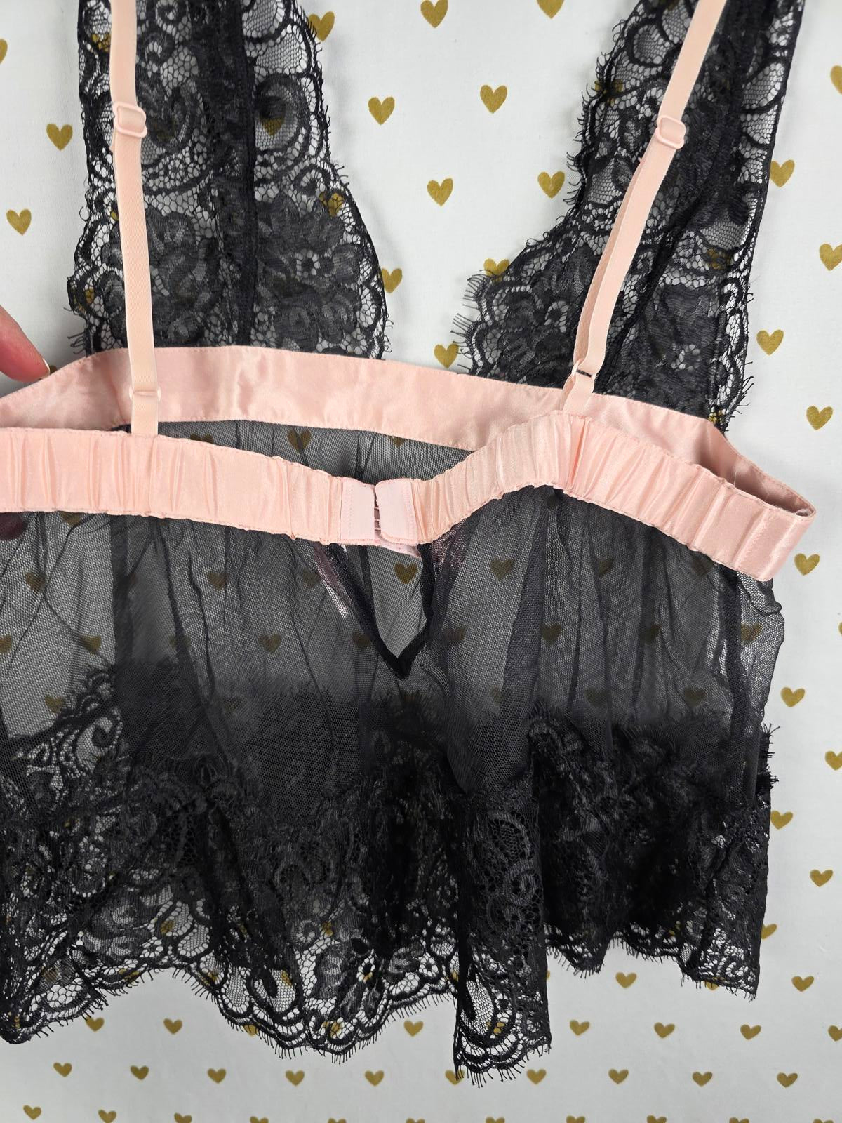 Victorias Secret Sher Babydoll Tank Lace Lingerie Top VINTAGE y2k MEDIUM