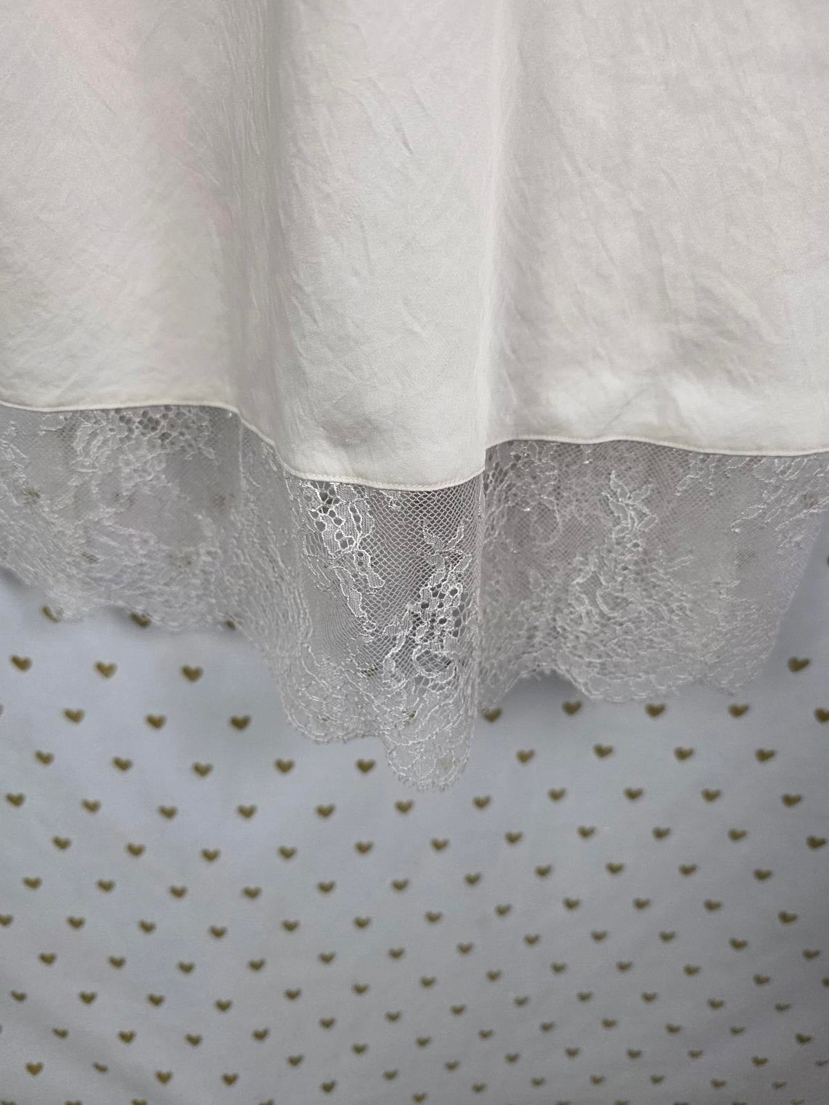 Victorias Secret White Sexy Satin Chemise Slip Lingerie Sleep Dress MEDIUM lace