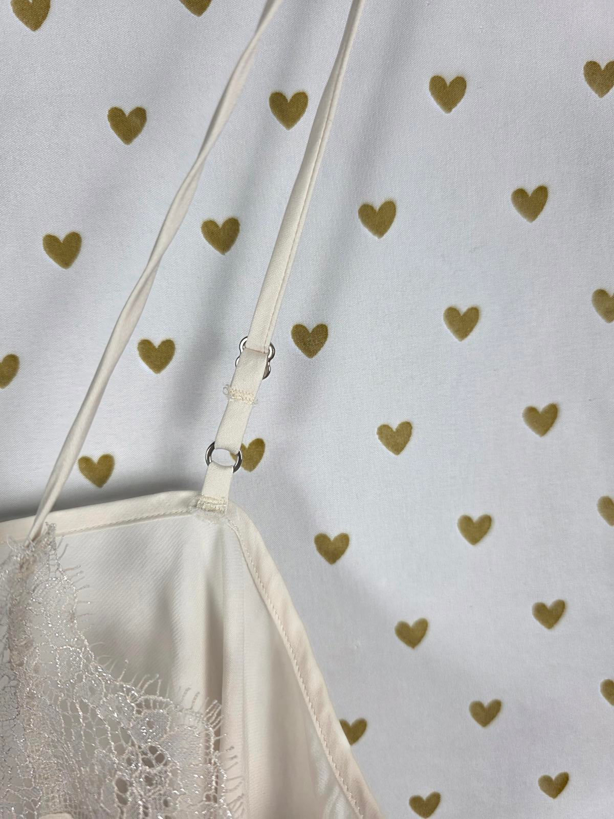 Victorias Secret White Sexy Satin Chemise Slip Lingerie Sleep Dress MEDIUM lace