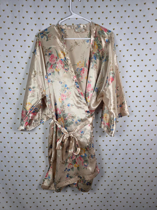 Victorias Secret VINTAGE Gold Label  Satin Silky Robe beige ONE SIZE FITS ALL