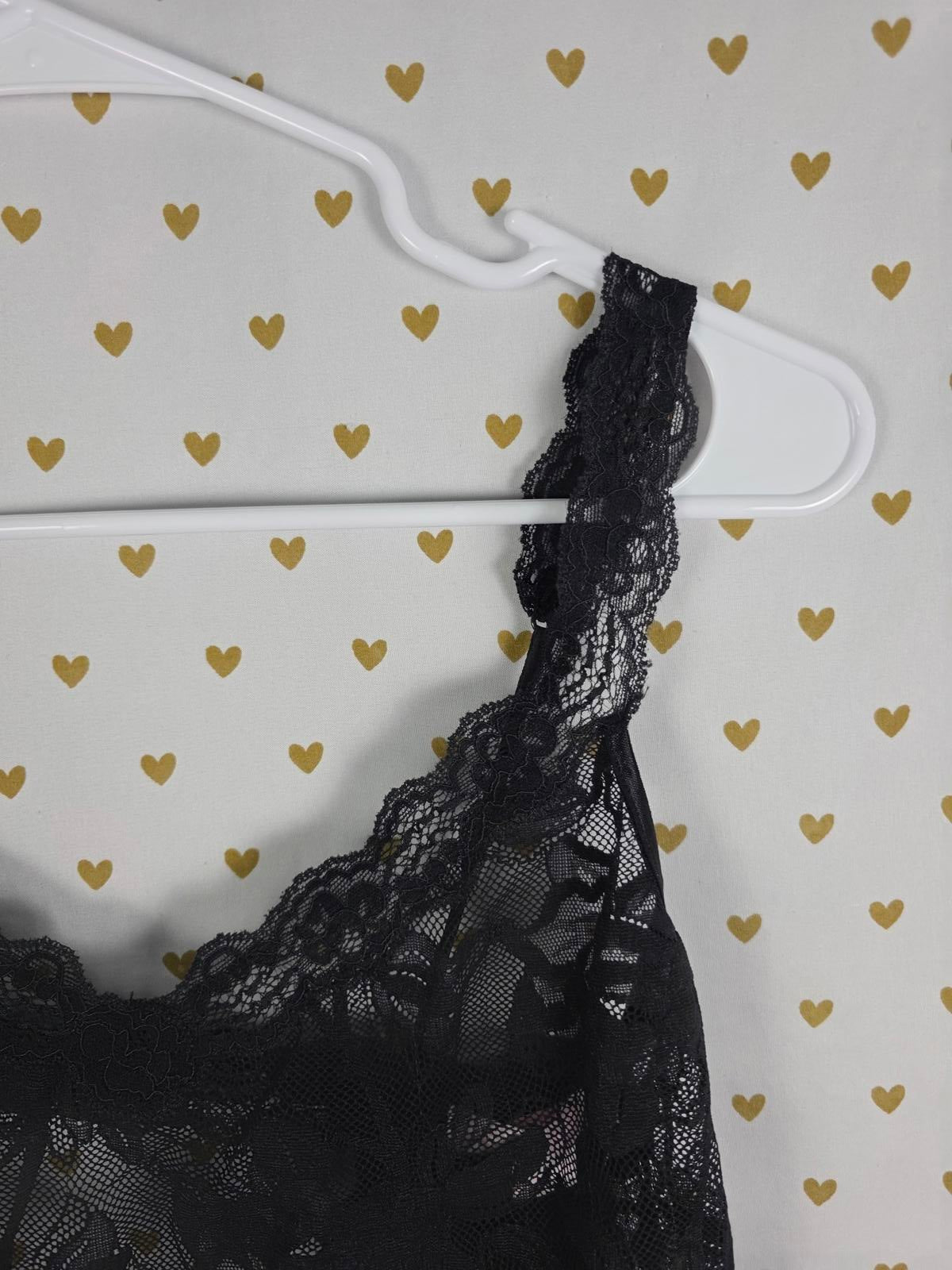 Victorias Secret VINTAGE y2k Black Lace Stretchy Dress Slip Lingerie MEDIUM