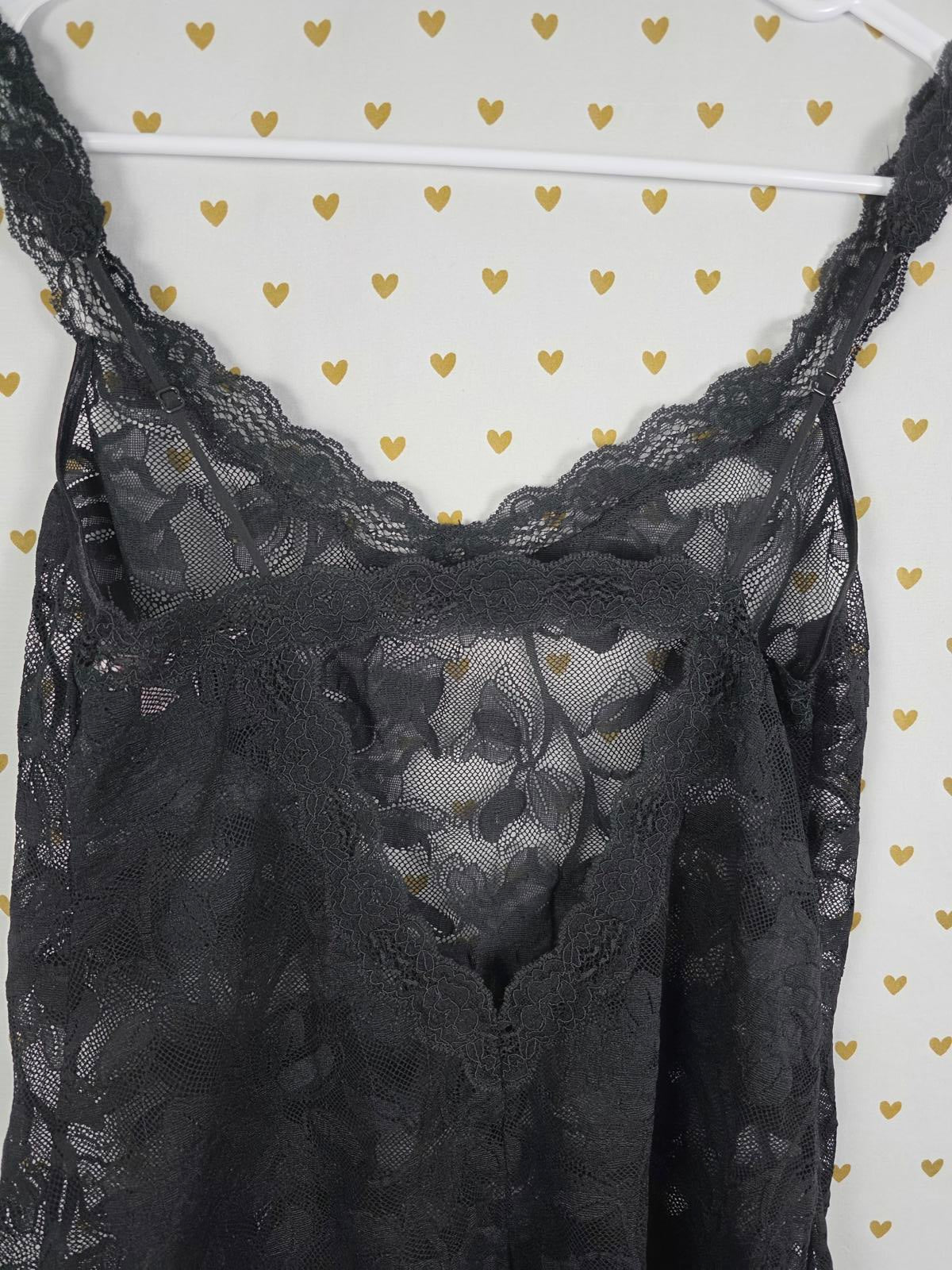 Victorias Secret VINTAGE y2k Black Lace Stretchy Dress Slip Lingerie MEDIUM