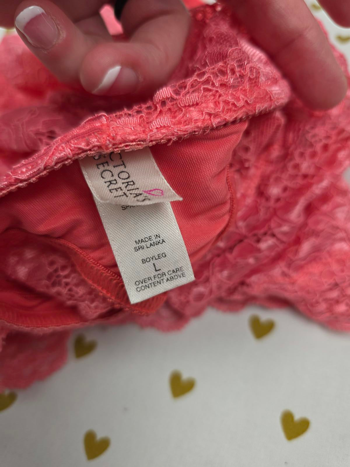 Victorias Secret Thong Cheeky Lace Cover VINTAGE Large Heart Label Panties