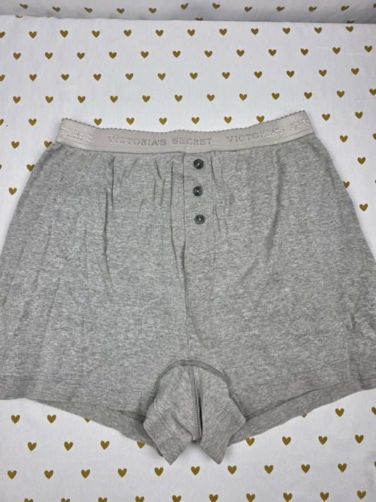 Victorias Secret VINTAGE Grey Sleep Shorts COTTON Logo Band Lounge MEDIUM Boxers