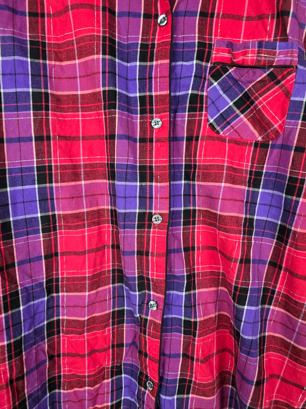 Victorias Secret Long Sleep Shirt button down Plaid nightgown Dress MEDIUM