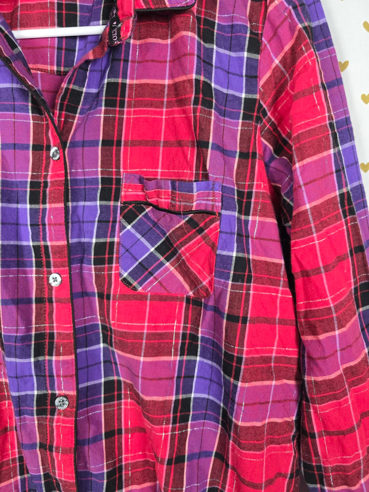 Victorias Secret Long Sleep Shirt button down Plaid nightgown Dress MEDIUM