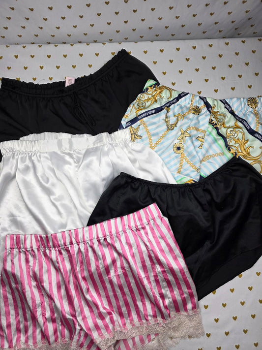 Victorias Secret PINK Lot of 5 Small SATIN Sleep Shorts Boxers Pajama Bottoms