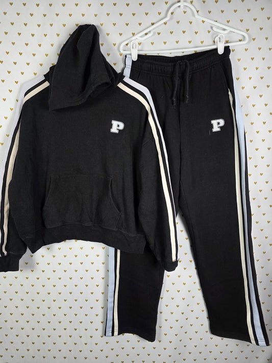 Victorias Secret Pink Ivy Campus Pullover Hoodie Sweater Joggers Sweatpants MED