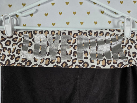 Victorias Secret PINK Capri Cheetah Leopard Foldover Yoga Pants VTG y2k LOVE MED