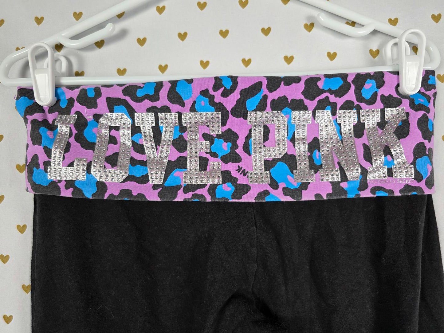 Victorias Secret PINK VTG Leopard Cheetah Bling Foldover Capri Pants MEDIUM