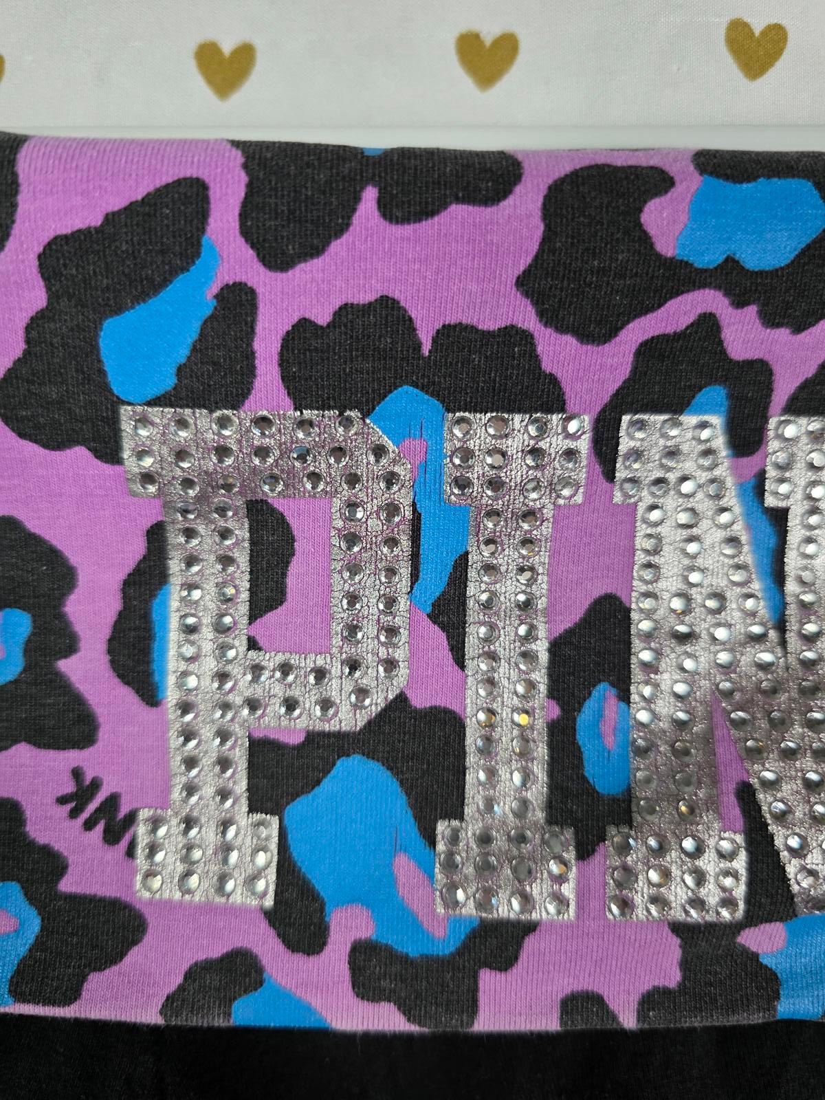 Victorias Secret PINK VTG Leopard Cheetah Bling Foldover Capri Pants MEDIUM