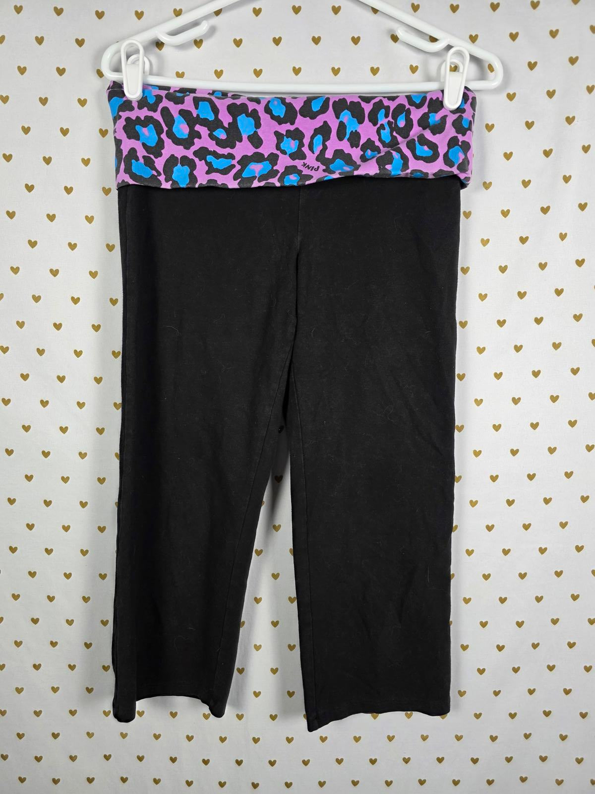 Victorias Secret PINK VTG Leopard Cheetah Bling Foldover Capri Pants MEDIUM