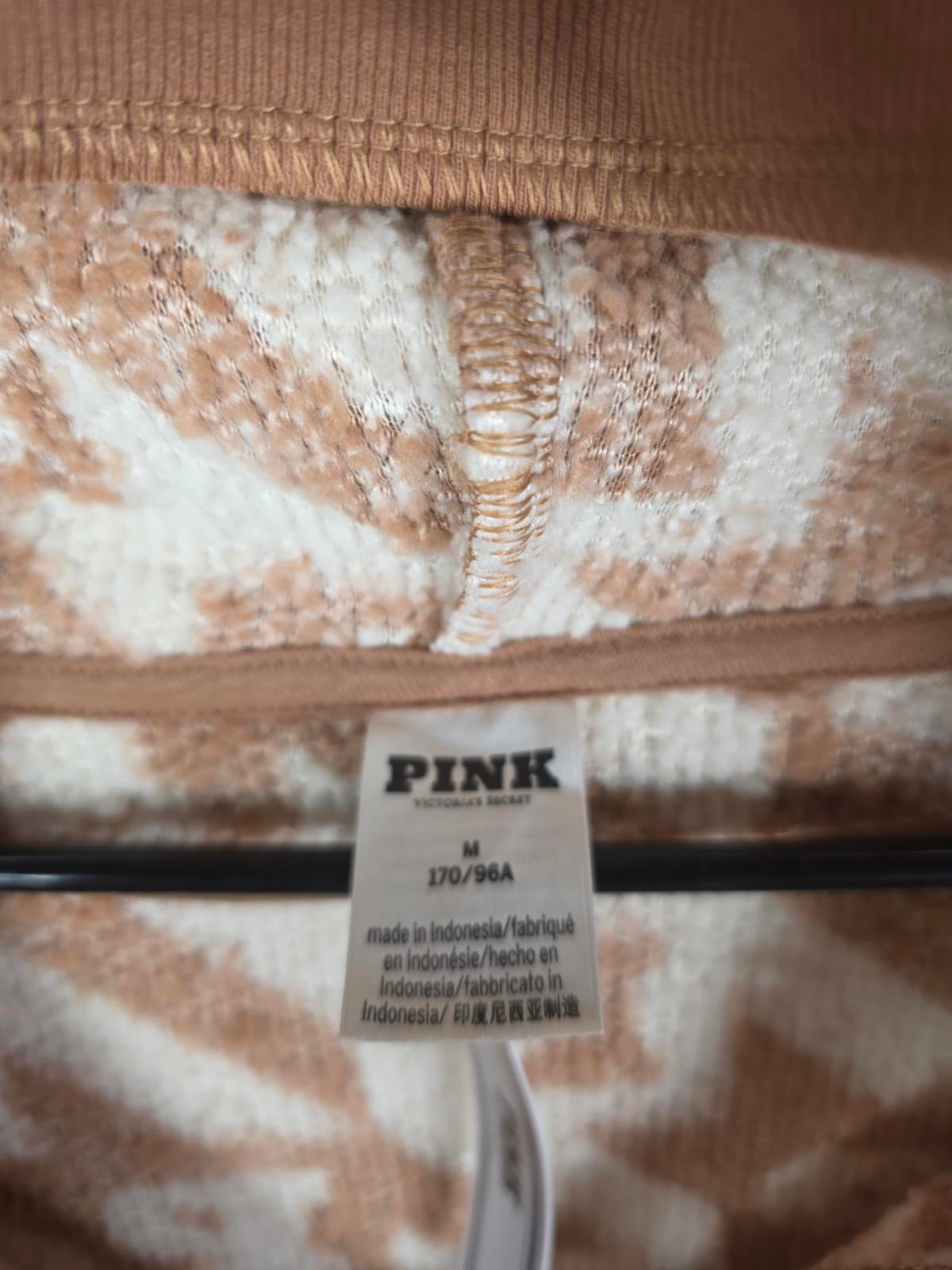 Victorias Secret Pink NWT Cozy V Neck Fleece Hoodie Pullover SHERPA NEW Medium