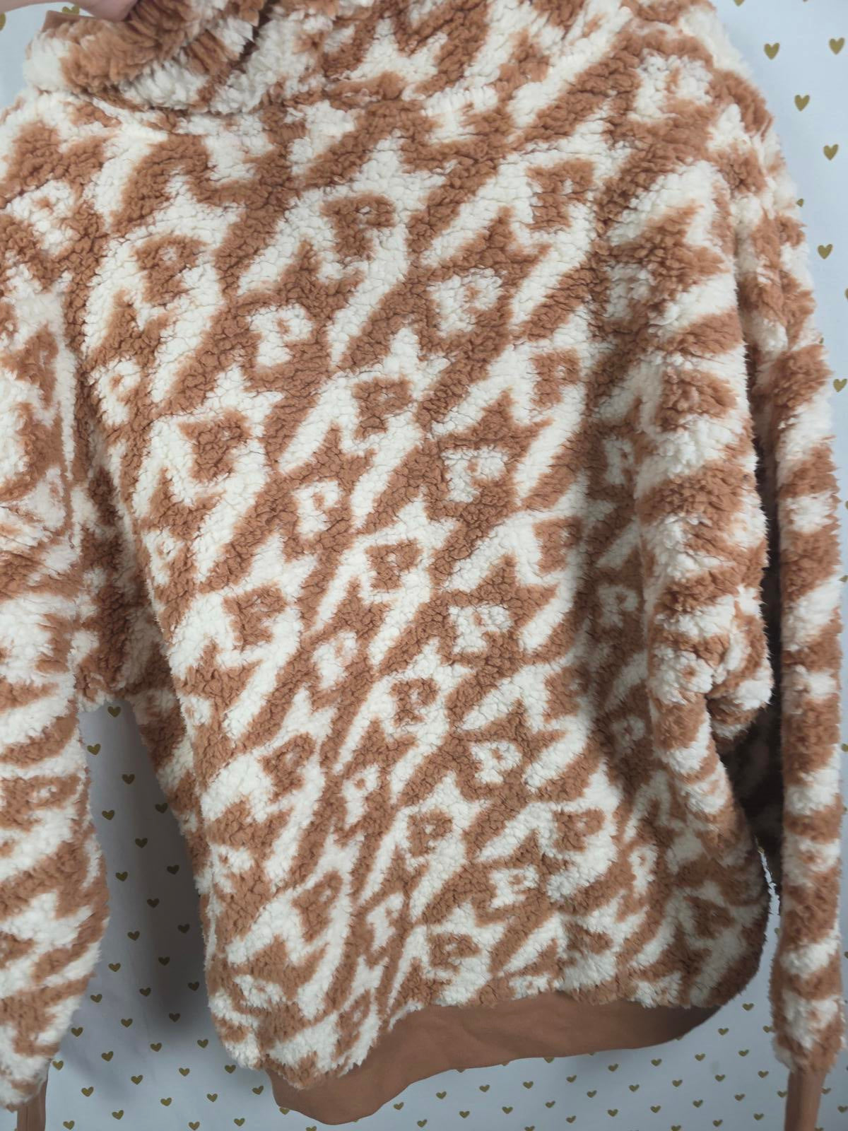 Victorias Secret Pink NWT Cozy V Neck Fleece Hoodie Pullover SHERPA NEW Medium