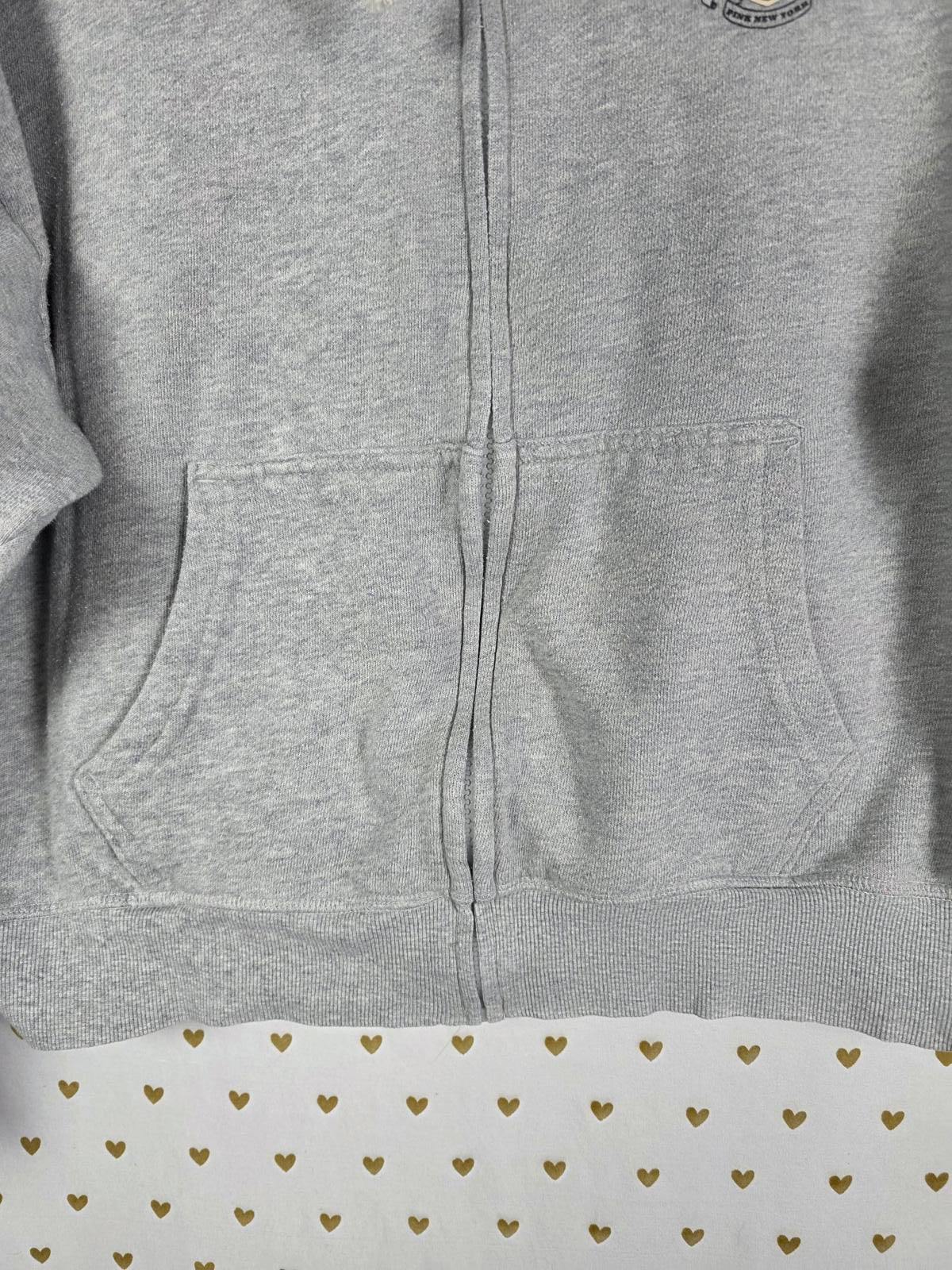 Victorias Secret Pink Full zip Hoodie Jacket Medium Grey Crest Coat