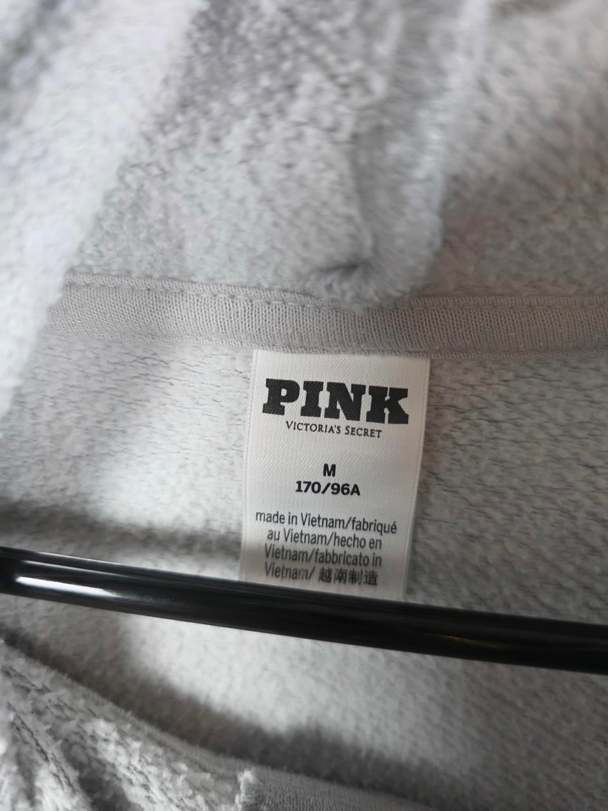 Victorias Secret Pink Full zip Hoodie Jacket Medium Grey Crest Coat