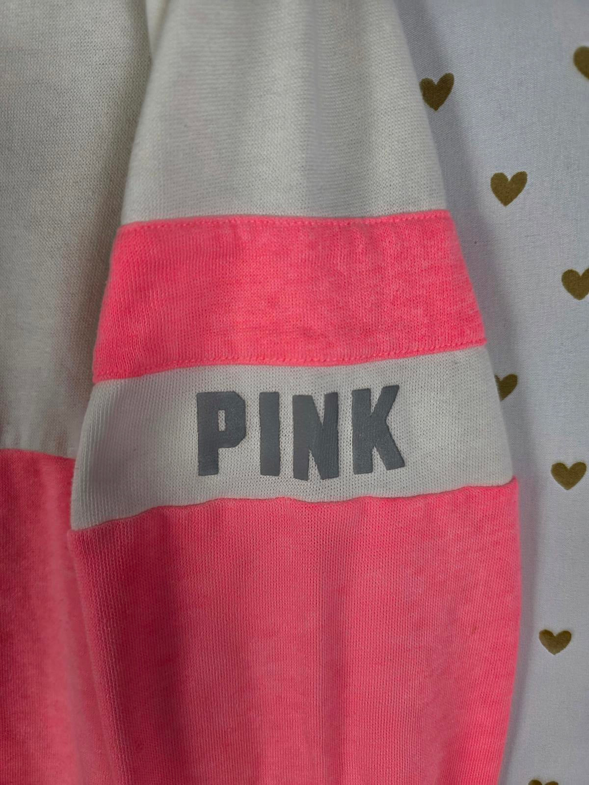 Victorias Secret Pink Neon Colorblock Full Zip Hoodie Jacket SMALL