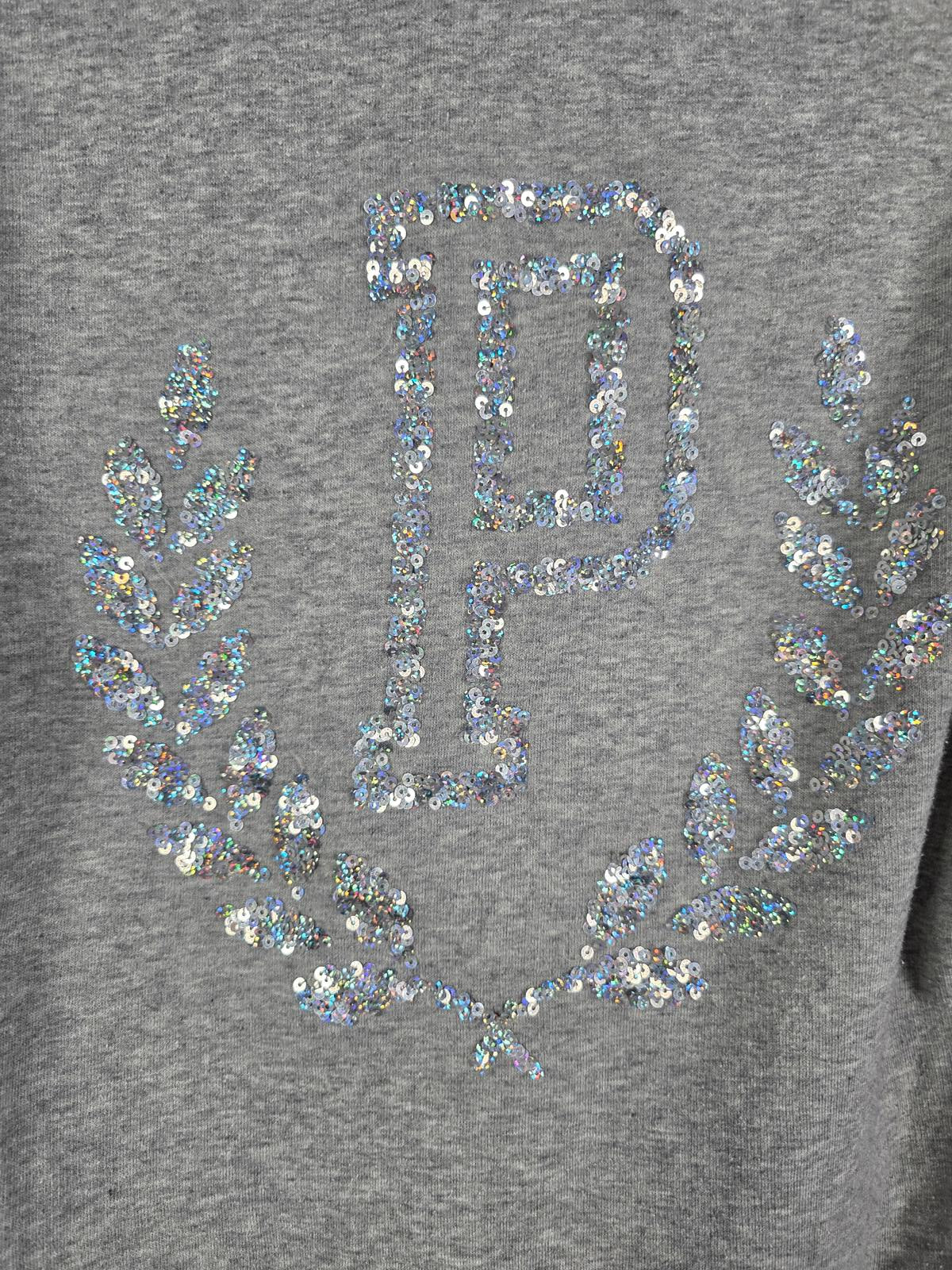 Victorias Secret Pink Grey Crest BLING SEQUINED Hoodie Jacket Small