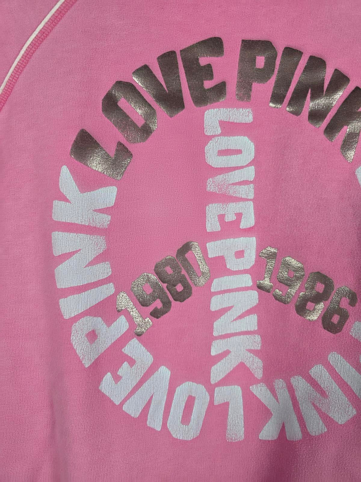 Victorias Secret Pink PEACE VIntage LOVE pullover Hoodie Sweater MEDIUM Y2k