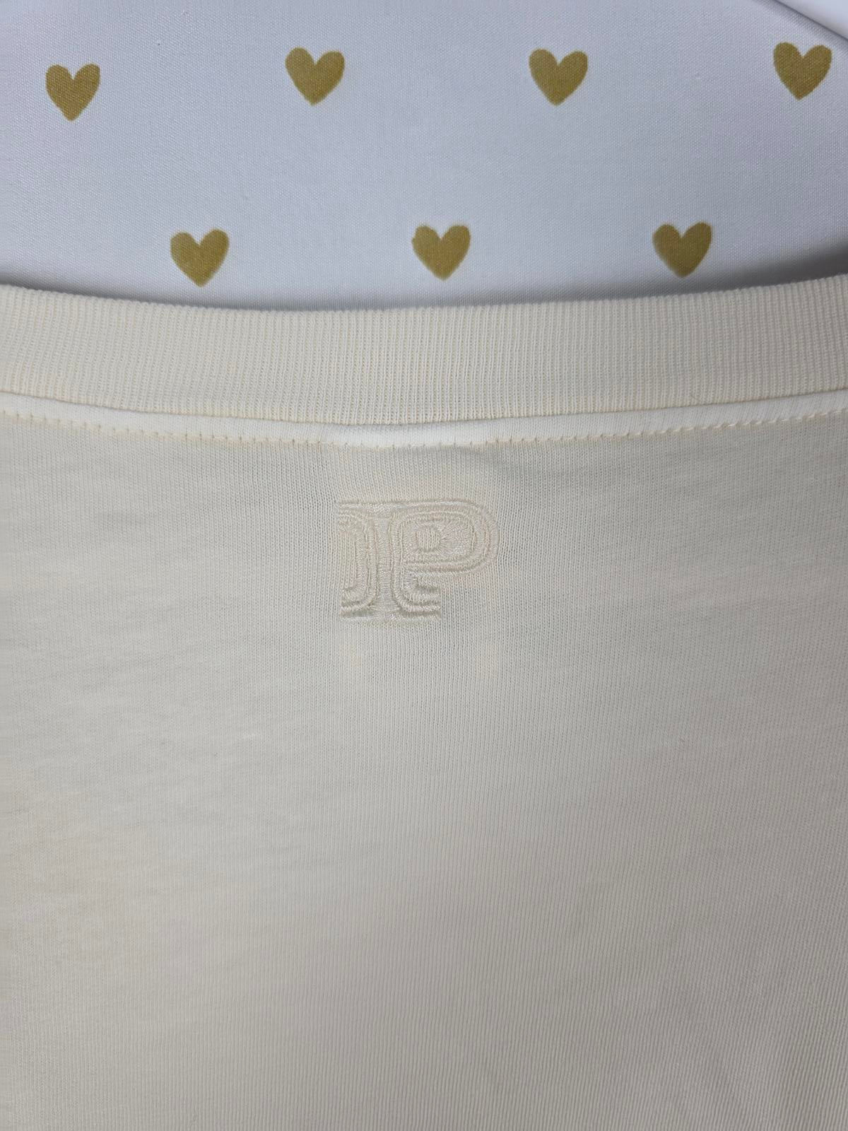 Victorias Secret PINK V neck Logo Tee shirt Long Sleeve cream MEDIUM