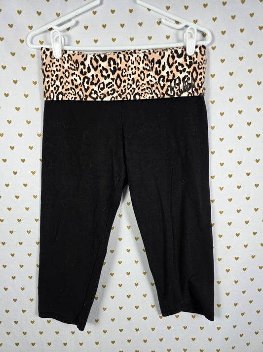 Victorias Secret PINK Vintage LEOPARD CHEETAH FOLDOVER Y2k Leggings Yoga Pants M