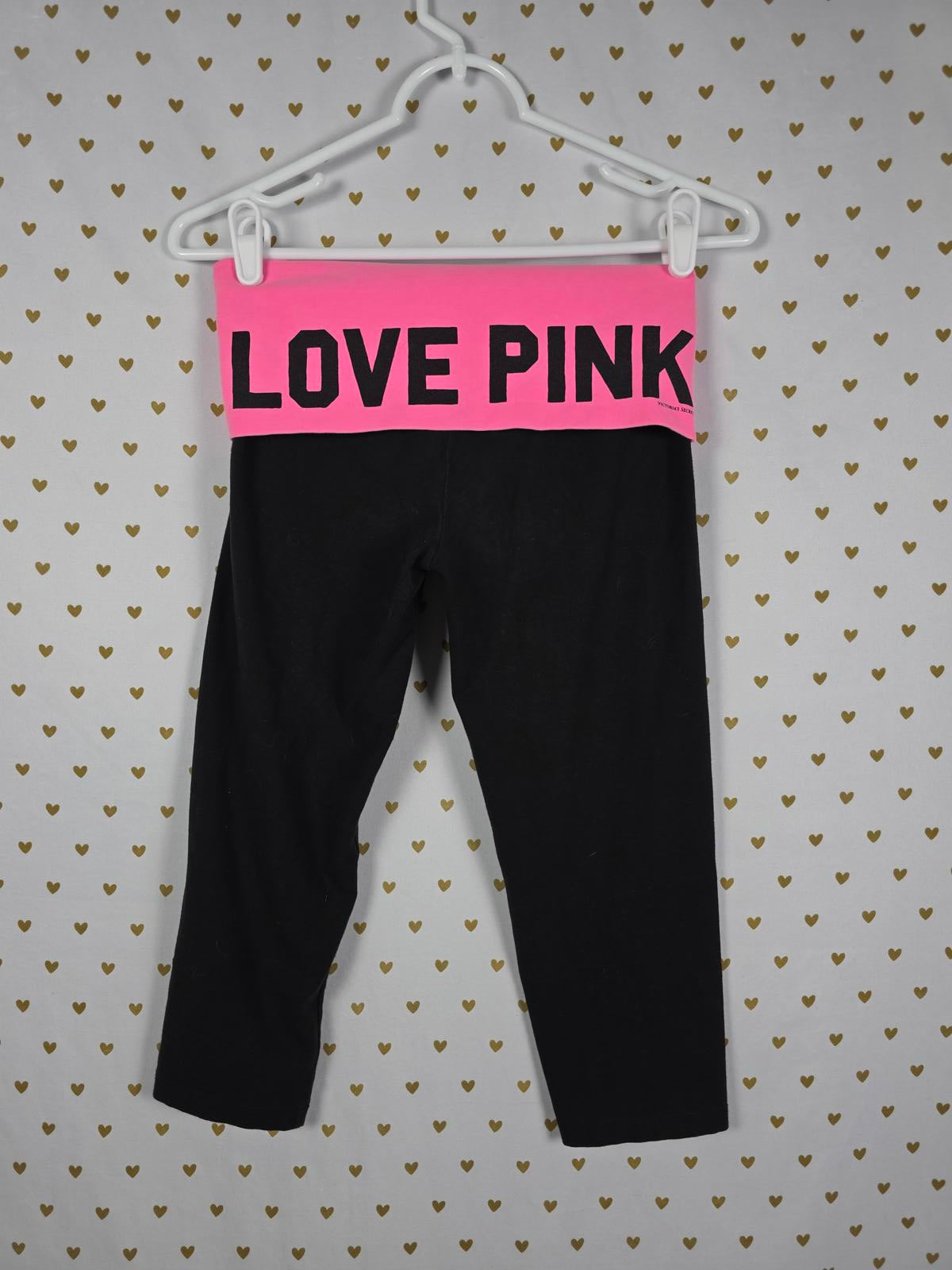 Victorias Secret PINK LOVE Vintage Y2k CAPRI Yoga Pants FOLDOVER XS