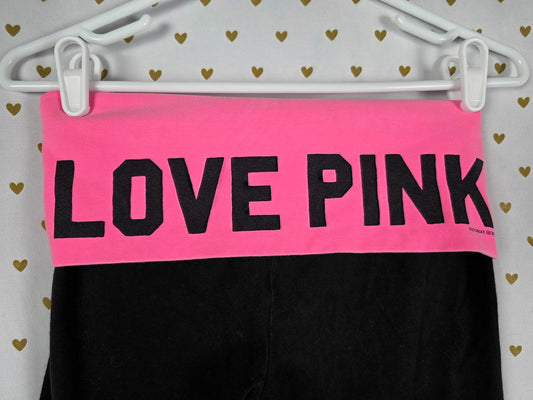 Victorias Secret PINK LOVE Vintage Y2k CAPRI Yoga Pants FOLDOVER XS