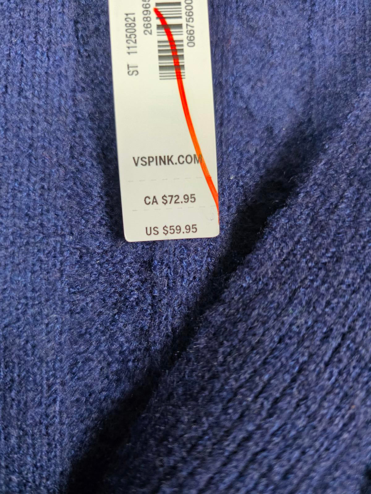 Victorias Secret Pink NEW NWT Blue Cable Knit Sweater Shirt 2X XXL Buttons
