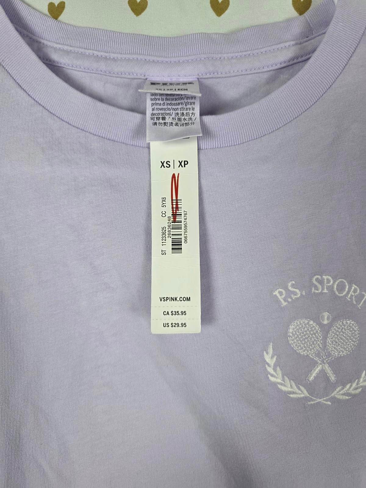 Victorias Secret PINK  Purple NEW NWT Cropped Tee Shirt XS