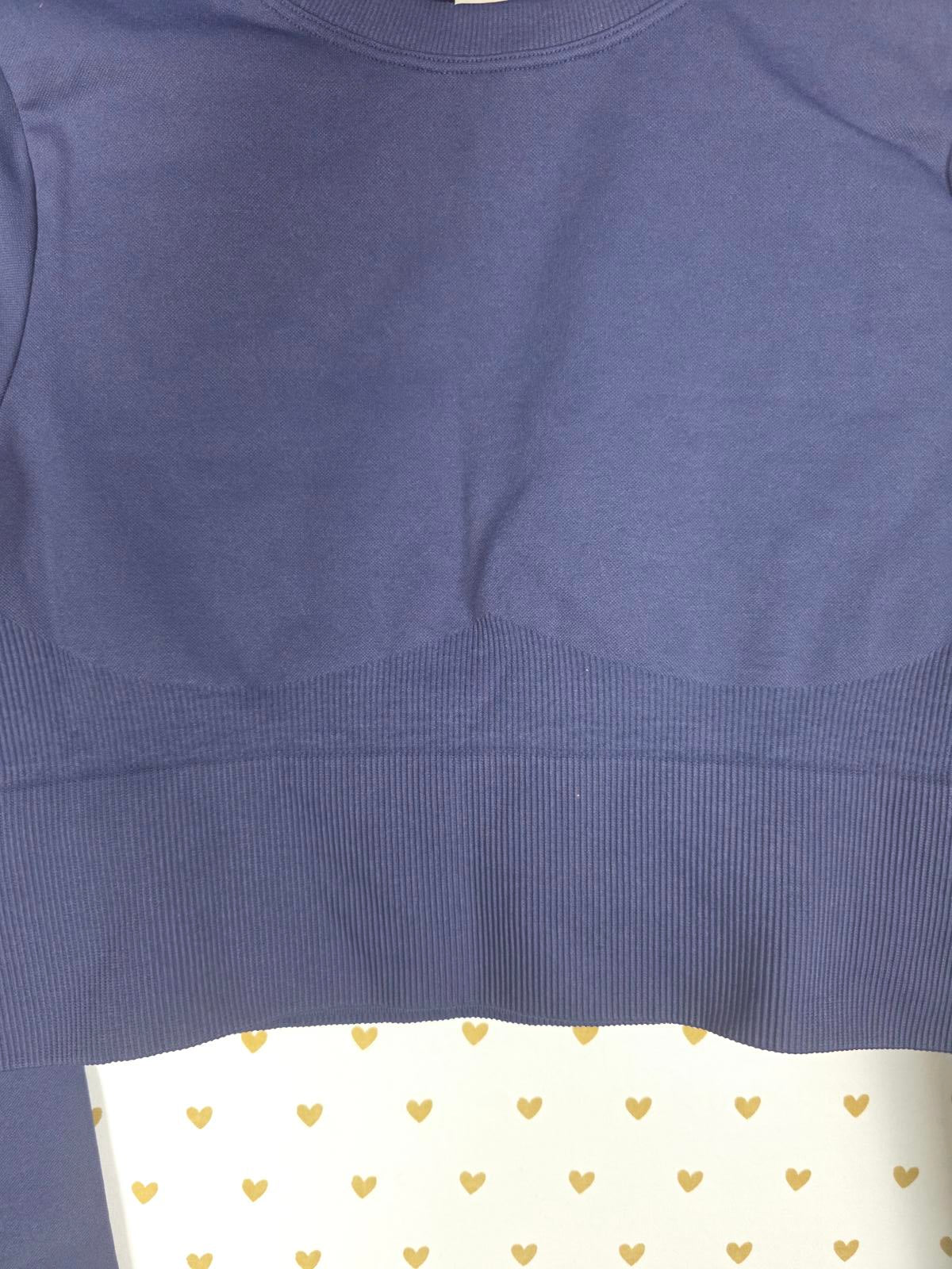 Victorias Secret PINK NEW Blue Cropped Active Long Sleeve Shirt NWT MEDIUM