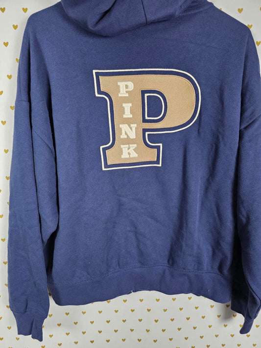 Victorias Secret Pink Full Zip Logo Hoodie Jacket NEW NWT Blue MEDIUM