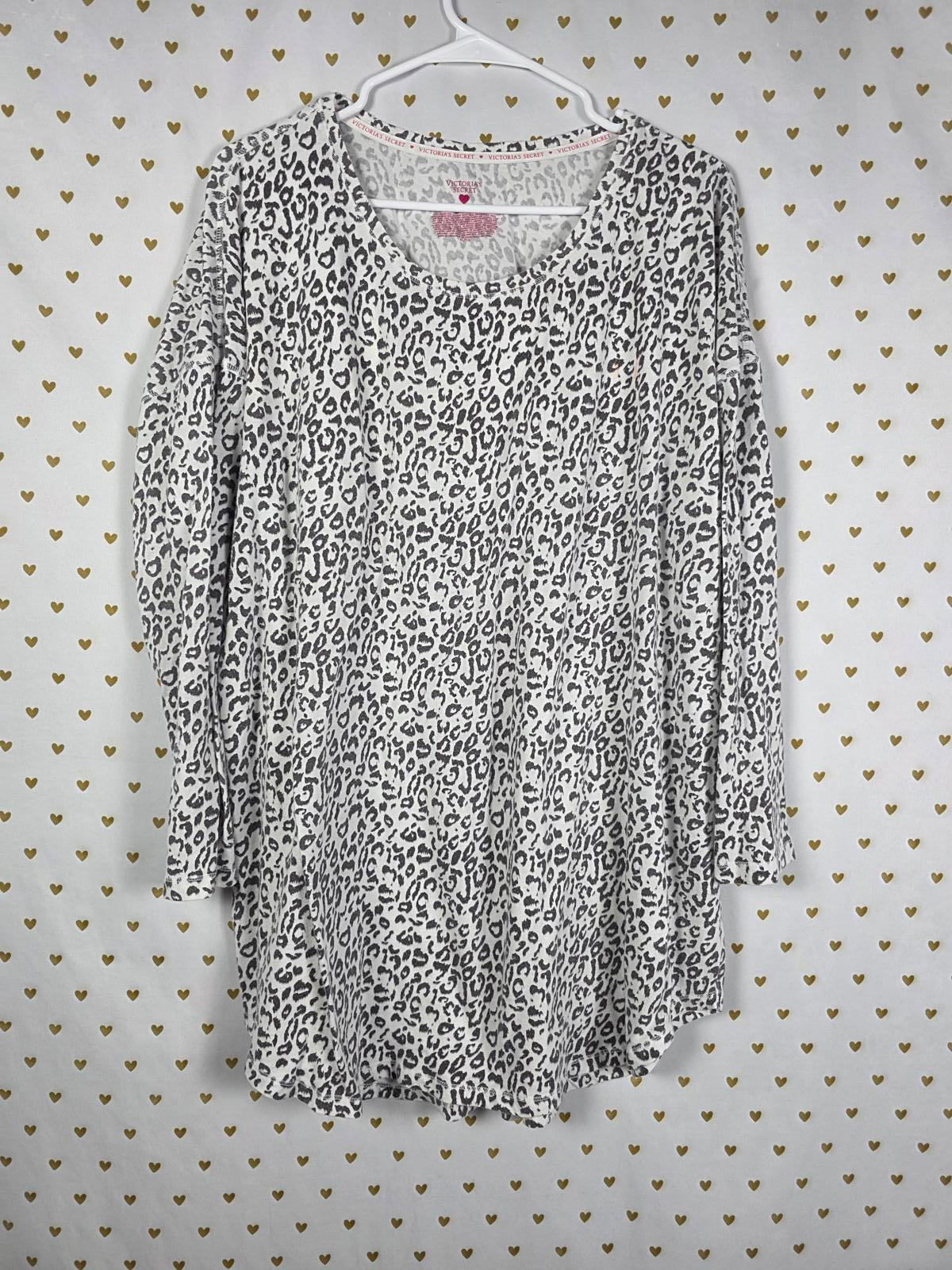 Victorias Secret XL Comfy Pajama Leopard Cheetah Sleep Shirt Nightgown PJ