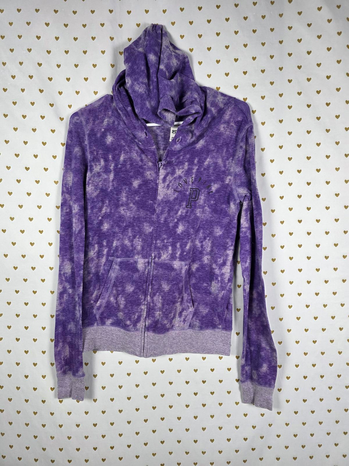 Victorias Secret Pink Thin Flowy Hoodie Jacket Full Zip PURPLE SMALL