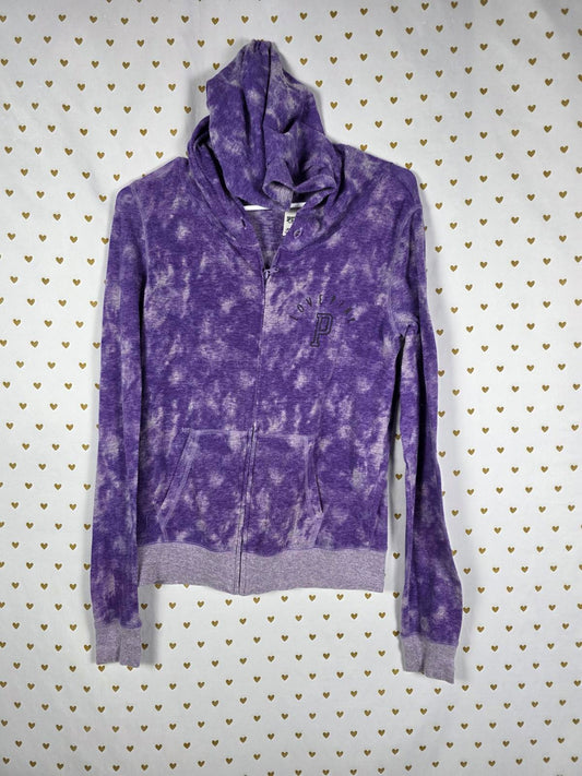 Victorias Secret Pink Thin Flowy Hoodie Jacket Full Zip PURPLE SMALL