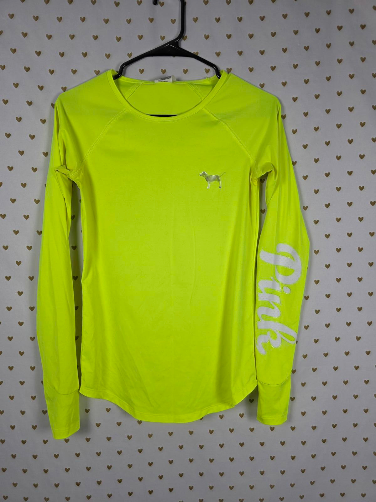 Victorias Secret PINK NEON Active Long Sleeve Logo Shirt XS