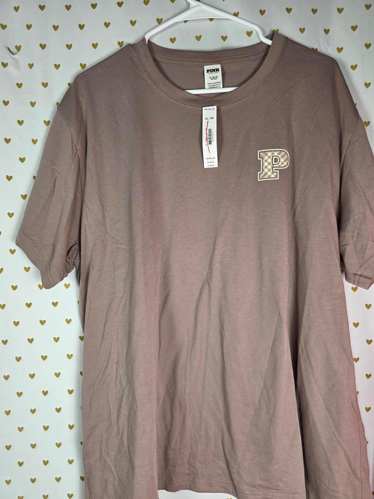 Victorias Secret Pink SET Sweater & Tee Shirt NEW NWT XL Crew Logo Matching