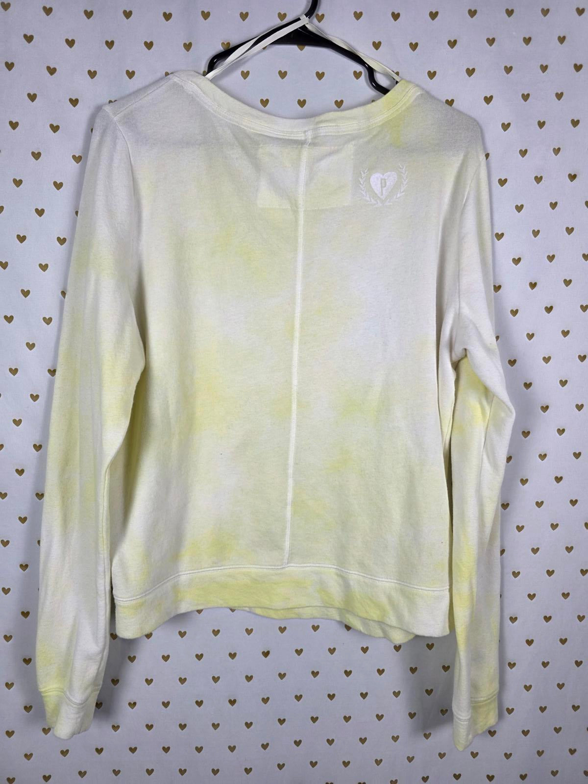 Victorias Secret Pink Yellow Tye Dye Slouchy Neon Vintage Sweater Shirt LARGE