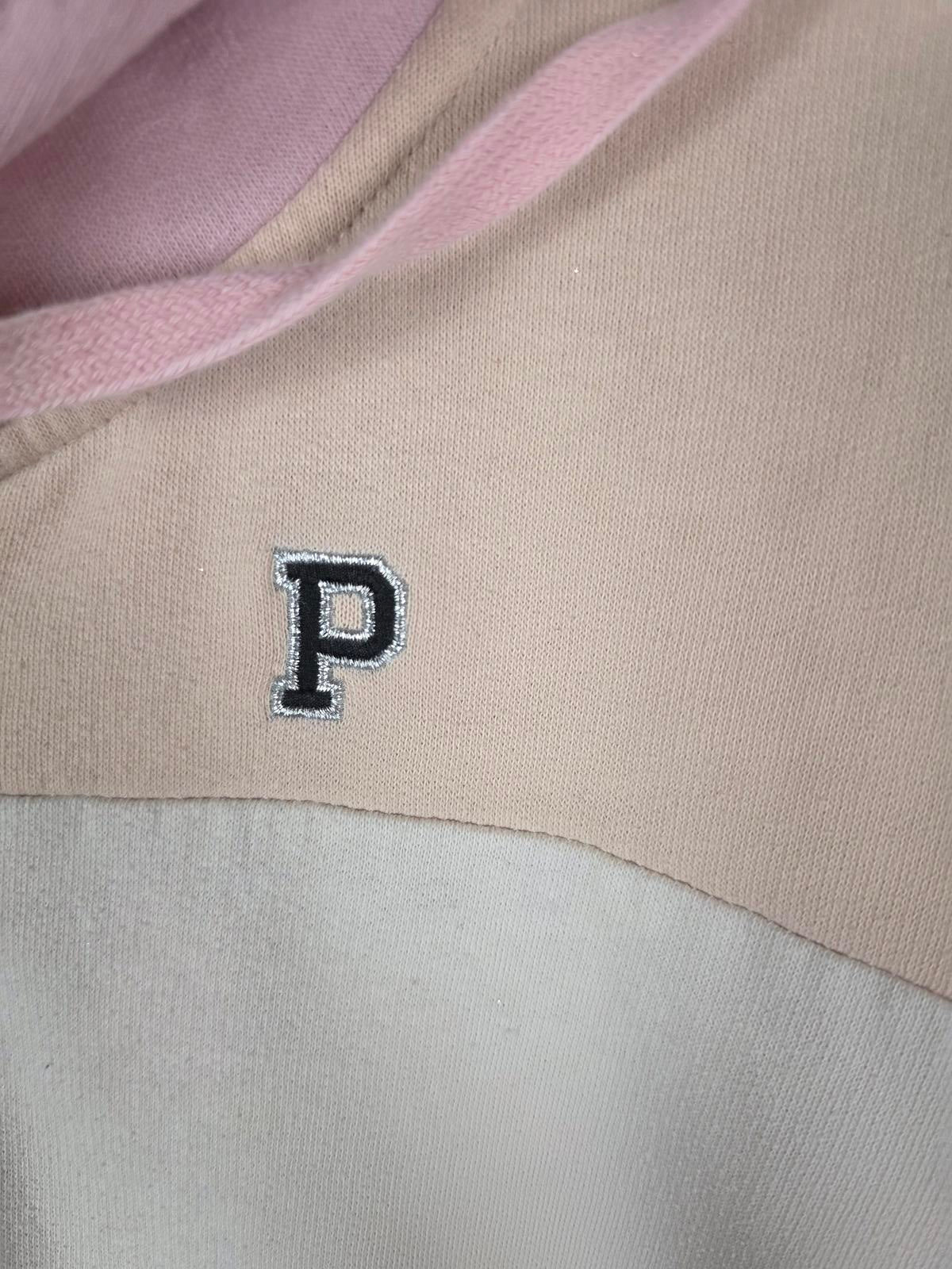 Victorias Secret Pink HOODED Logo Quarter Zip Sweater Hoodie LARGE Colorblock