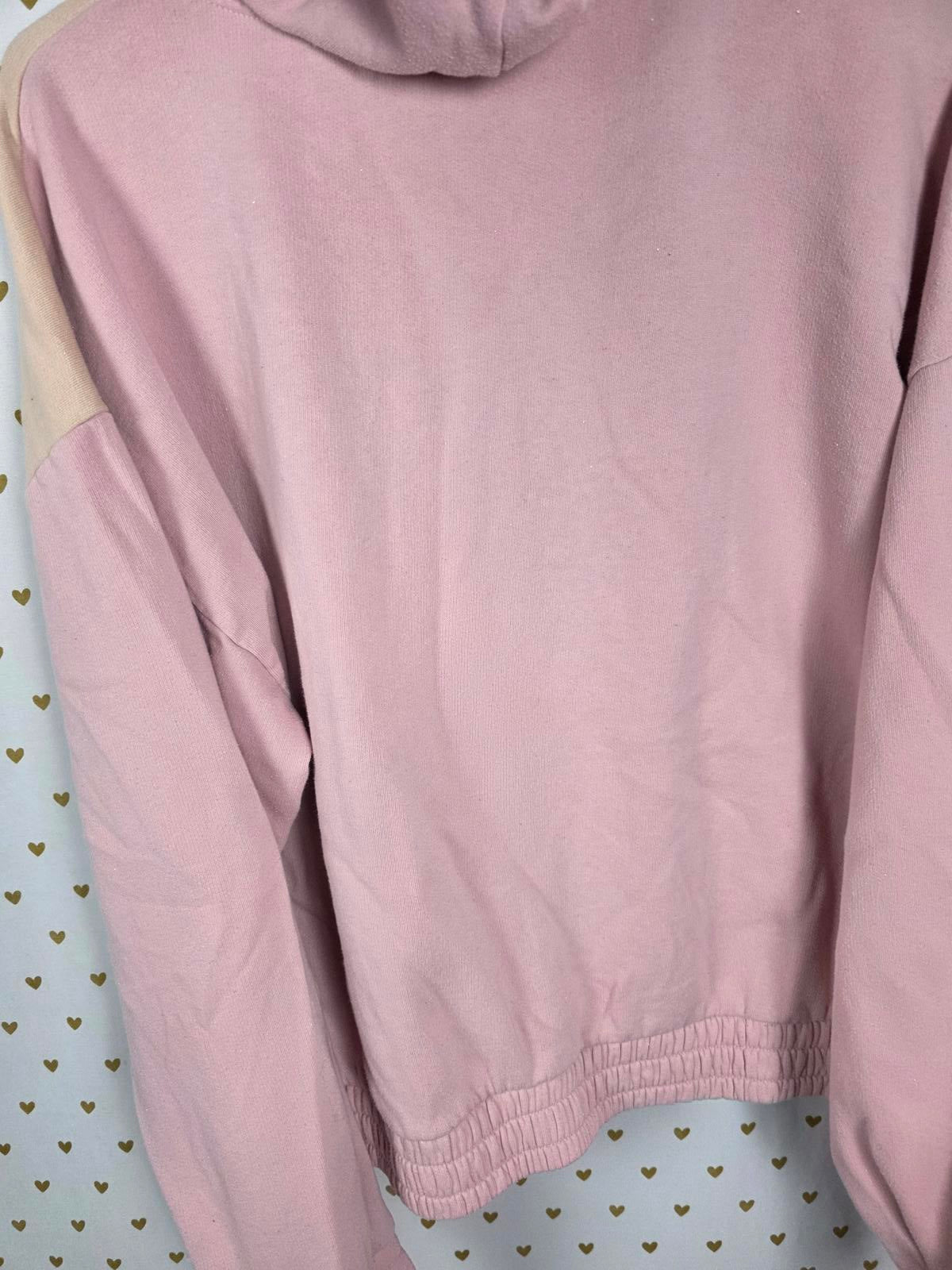 Victorias Secret Pink HOODED Logo Quarter Zip Sweater Hoodie LARGE Colorblock