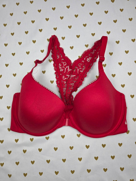 Victoria's Secret Red Racerback Front Close Body By Victoria Bra 32DD Demi