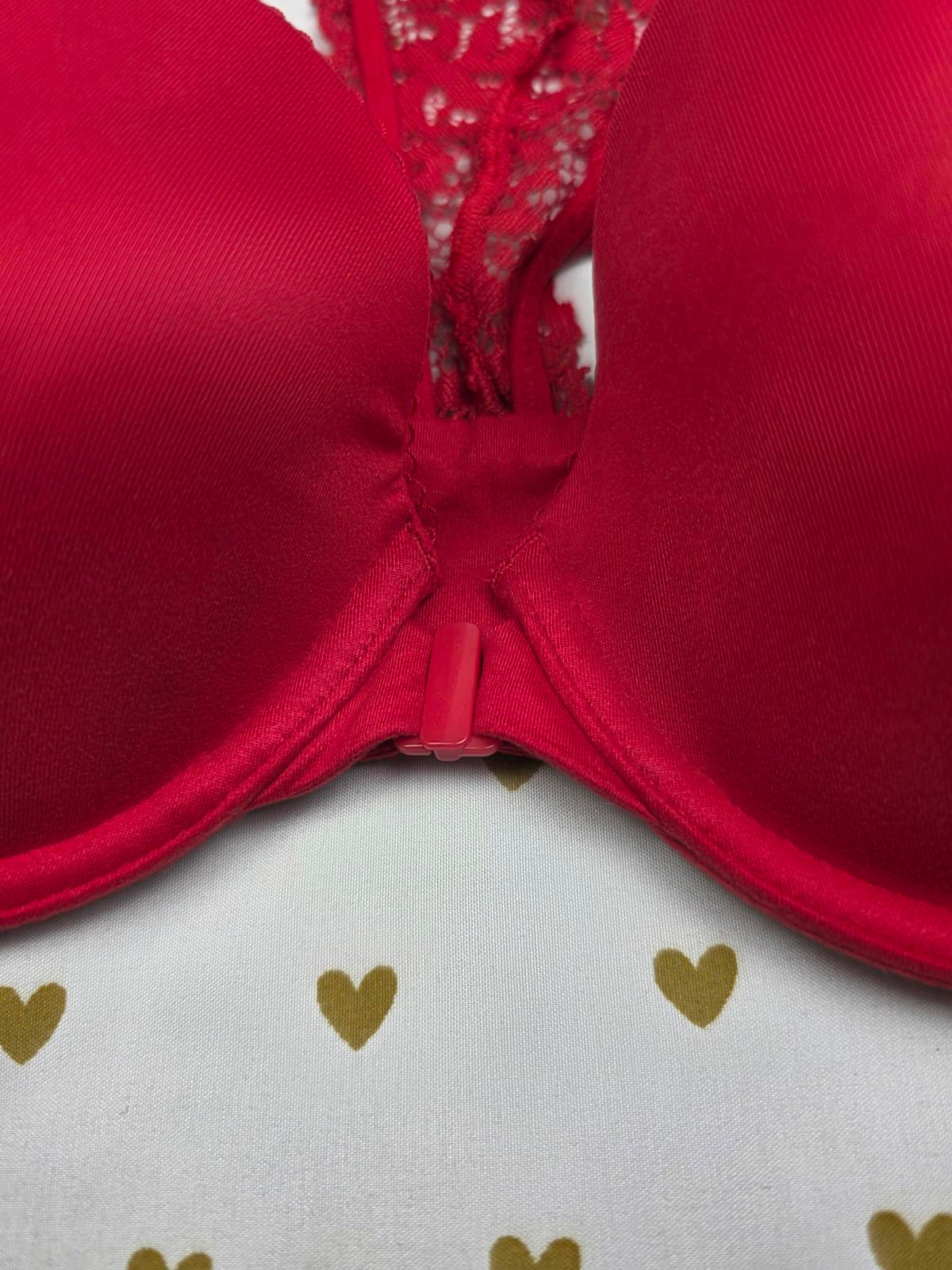 Victoria's Secret Red Racerback Front Close Body By Victoria Bra 32DD Demi